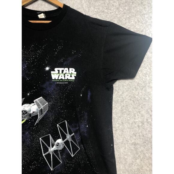 Vtg 90s Star Wars T Shirt Mens XL Death Star Millennium Falcon AOP USA - Picture 2 of 14
